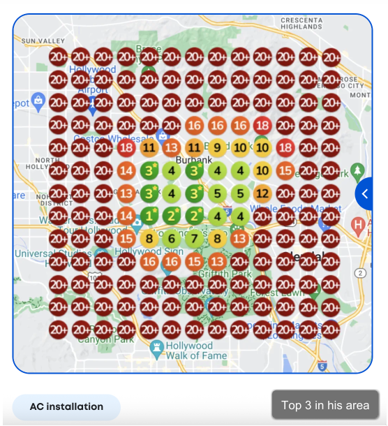 AC installation local search rankings - top 3 in his area